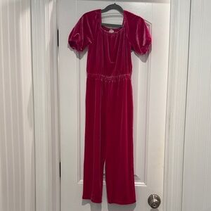 J. Crew Rich Pink Velvet Jumpsuit